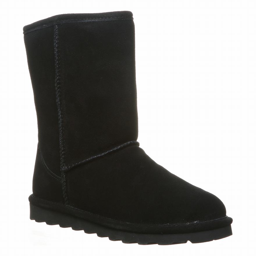 Bearpaw Elle Short Wide Short Boots UK - Women's Boots Black ||YINKRB-286||